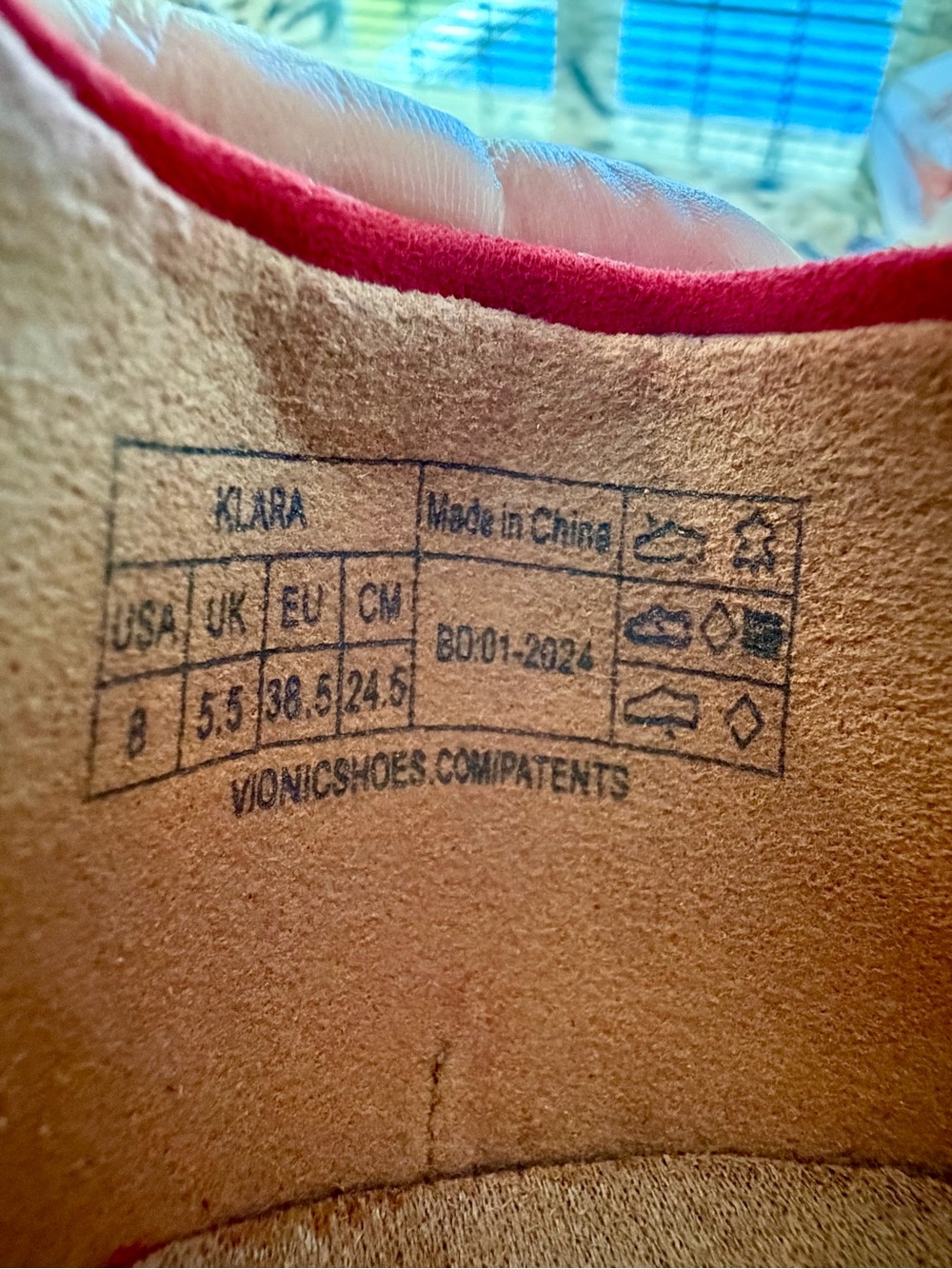 Vionic Klara Red Suede Ballet Flats Square Toe 8 - Picture 11 of 11